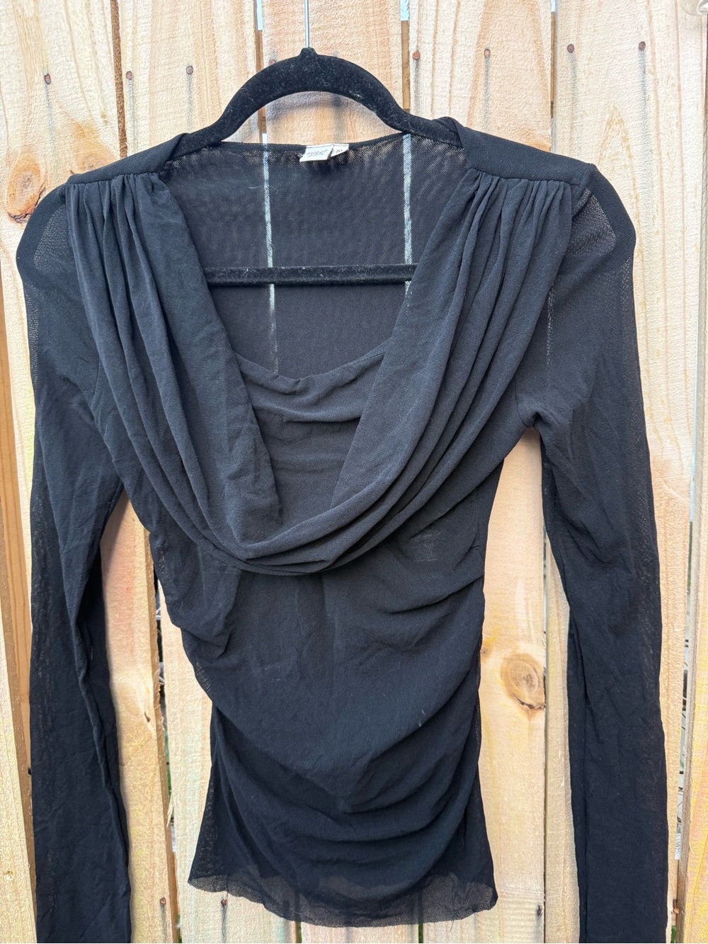 Y2K Sweet Pea Black Mesh Top with Branded Tag